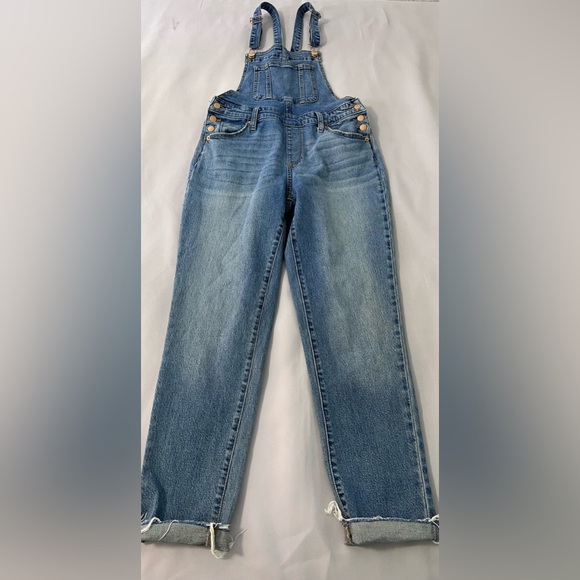 Universal Thread womens high-rise raw hem tapered denim cropped overalls Sz 2 - Picture 4 of 14